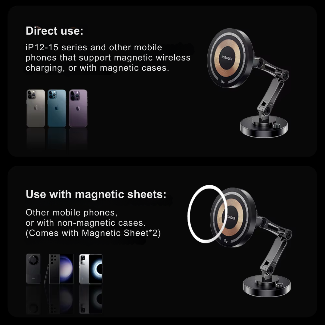 Essager 15W Magnetic Wireless Car Charger & Phone Holder for MagSafe iPhone 15/14/13 Pro Max – Easy Mount