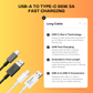 USB-A to Type-C 66W 3A Fast Charging Long Cable for Android, iPad, External SSD, and Other USB-to-Type-C Devices