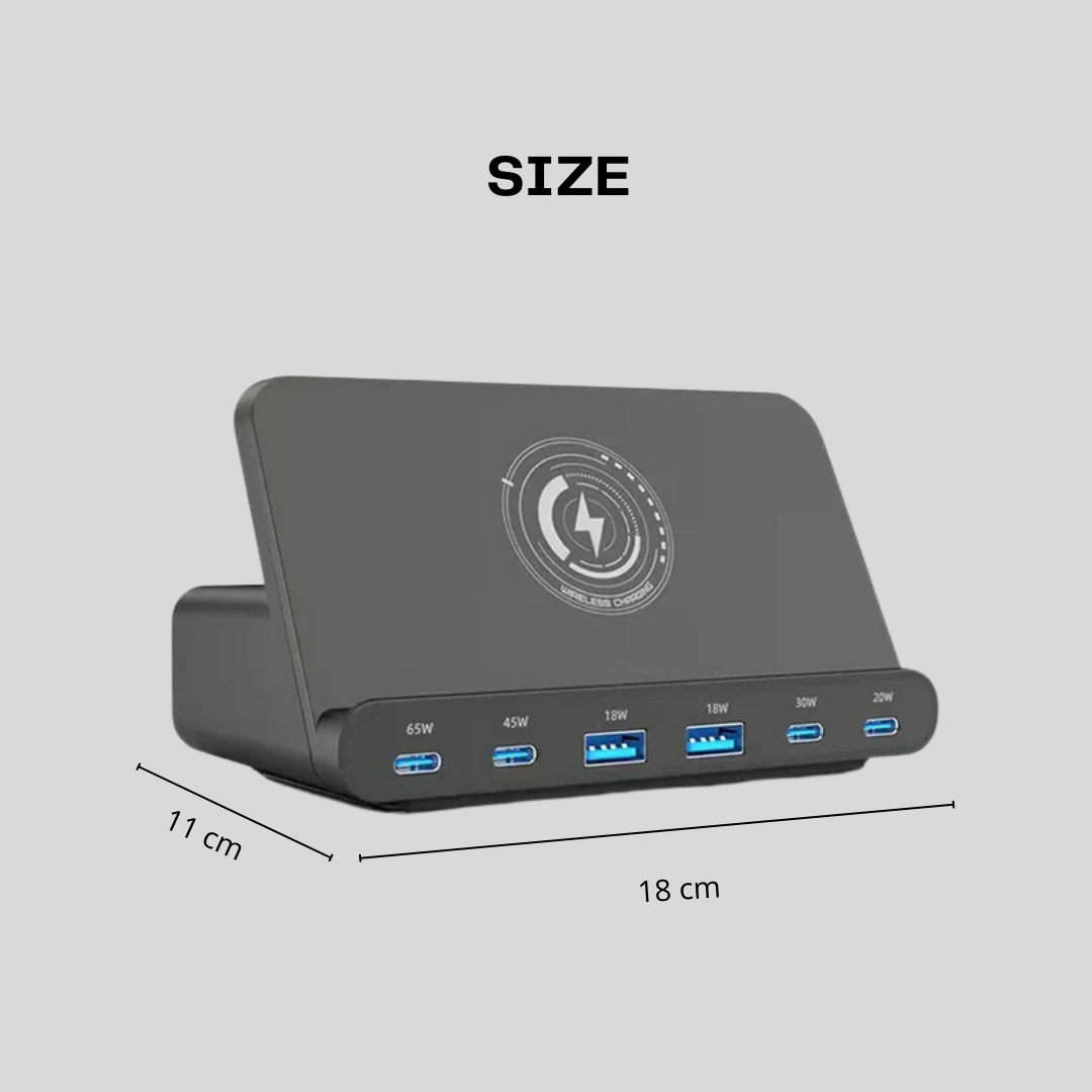 High-Power GaN USB-C Wireless Charger Stand with Multiple Ports – Fast Charging for Mobile Phones