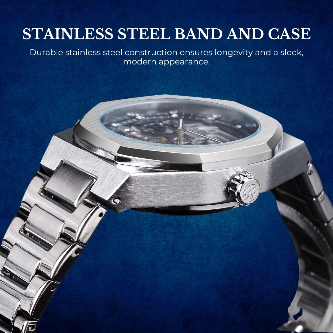 Original Forsining Men's Automatic 3D Diamond Skeleton Watch