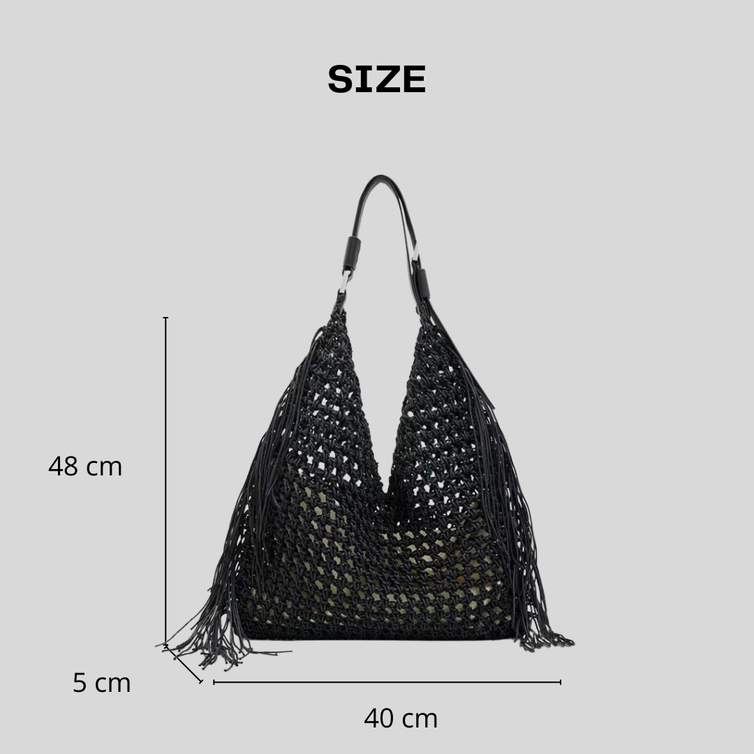 Luxury Hollow-Out Hobo Bag for Women: Spacious Tassel Straw Beach Purse