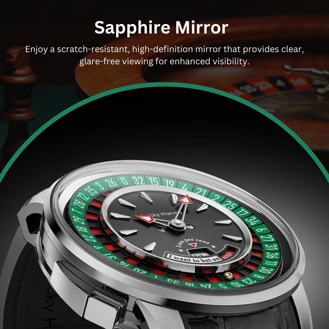 Lucky Harvey European Roulette Game Dial Mechanical Watches for Men Automatic Movement Sapphire Funny Dial Design Party Watch