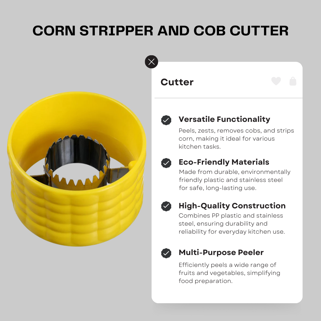 Corn Stripper and Cob Cutter: Handy Kitchen Tool for Removing Corn Kernels, Vegetable and Fruit Peeler, Cob Remover