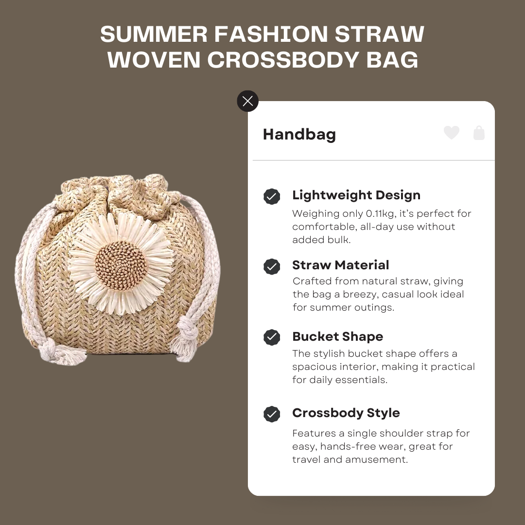 Summer Fashion Straw Woven Crossbody Bag – Single Shoulder Strap, Perfect for Travel and Amusement