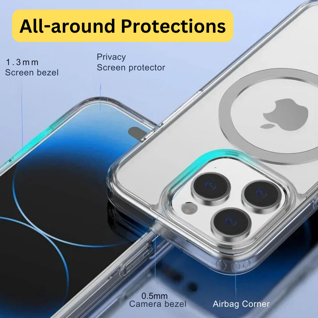 Magnetic Clear Case for iPhone 16/15/14/13/12/11 Pro Max, Plus, Mini, 8/7, XS, XR – Silicone Transparent Cover for MagSafe