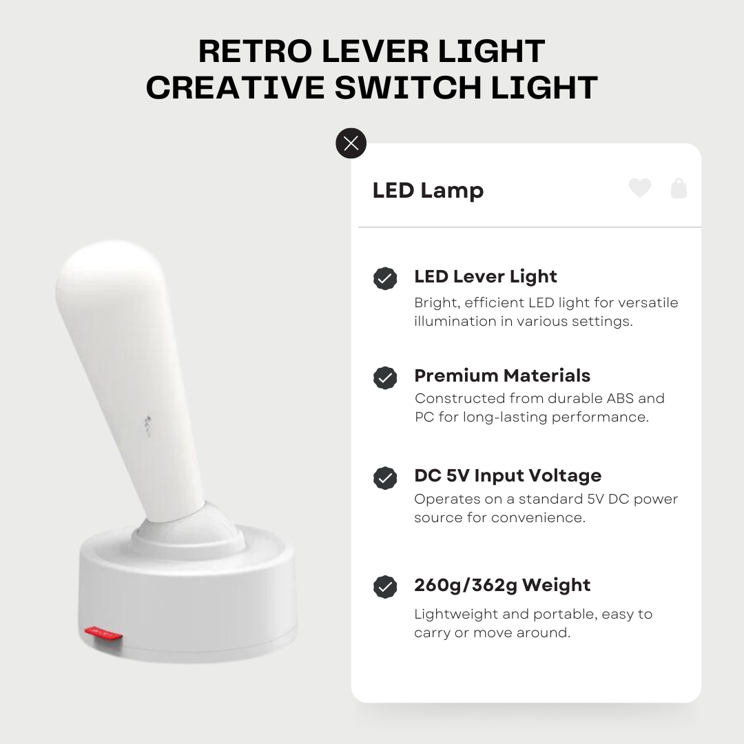 Retro Lever Light – Creative USB Rechargeable LED Lamp for Bedroom, Bedside, and Office Atmosphere