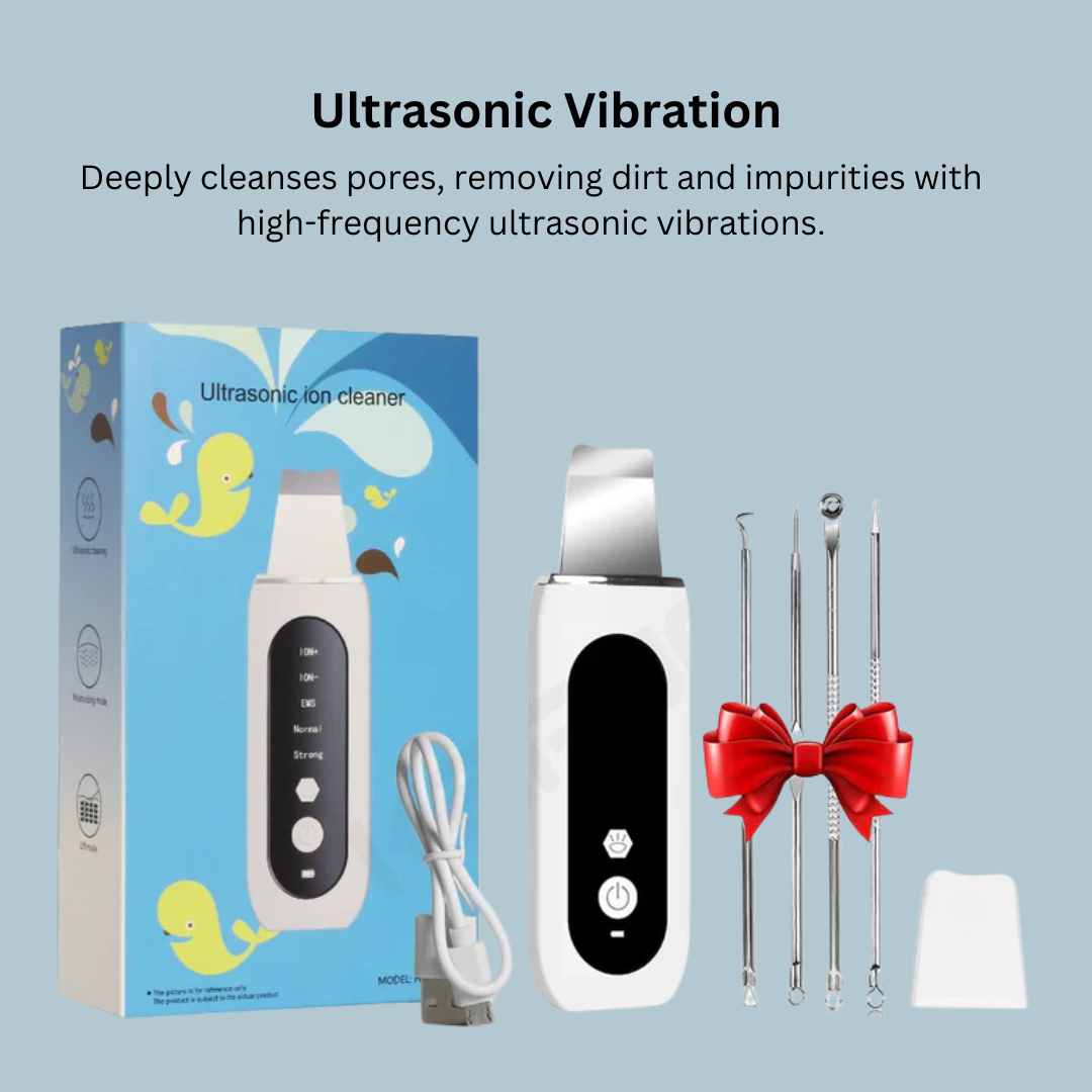 Ultrasonic Skin Scrubber – Deep Cleansing Blackhead Remover & Pore Cleaner, Facial Shovel Cleanser with Ion Technology for Acne and Peeling