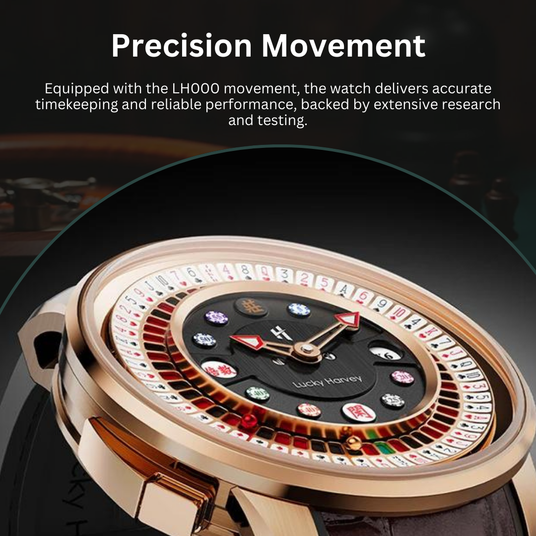 Lucky Harvey Poker Game Dial Mechanical Mens Watch Automatic Movement Sapphire Funny Poker Roulette 40H Power Reserve