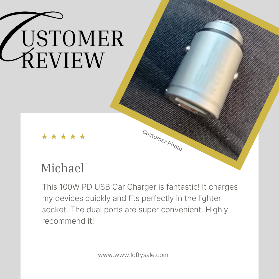 100W PD USB Car Charger – Fast Charging Adapter for iPhone, Xiaomi, Samsung, Huawei with QC3.0 and Type-C Compatibility