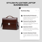 Stylish PU Leather Laptop Business Bag with Password Lock Professional Men's Diagonal Briefcase