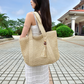 Summer Ladies' Hand-Woven Handbag – Fashionable, Large-Capacity Tote with Tassel Pendant for Shopping and Beach Days