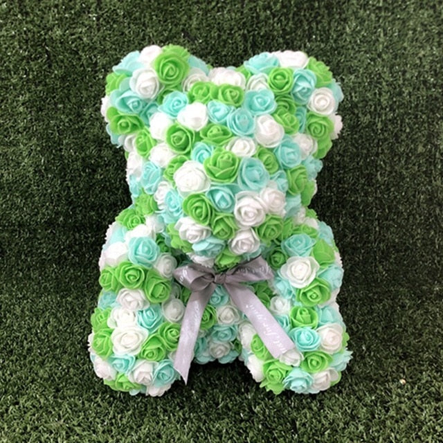 40cm Rose Teddy Bear Flower - Eternal Handmade Rose Bear