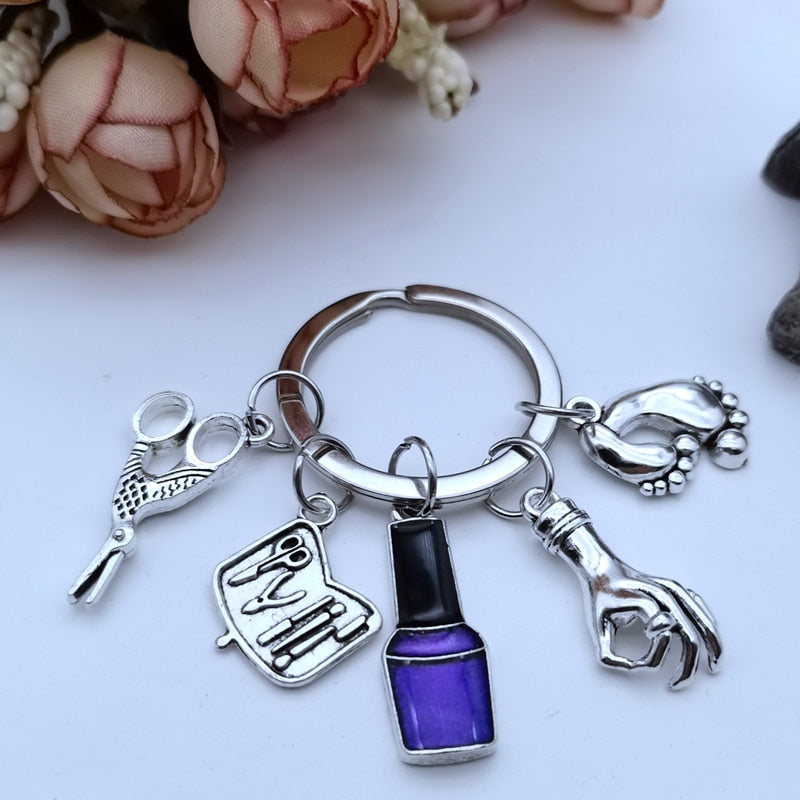 Nail Art Keychain with Nail Polish Nail Clippers Thoughtful Gift