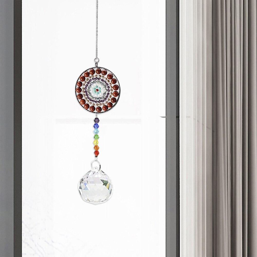 Hanging Crystal Windchimes - Handmade Life Tree Pendant Craft Chain for Window, Car, and Garden Decor