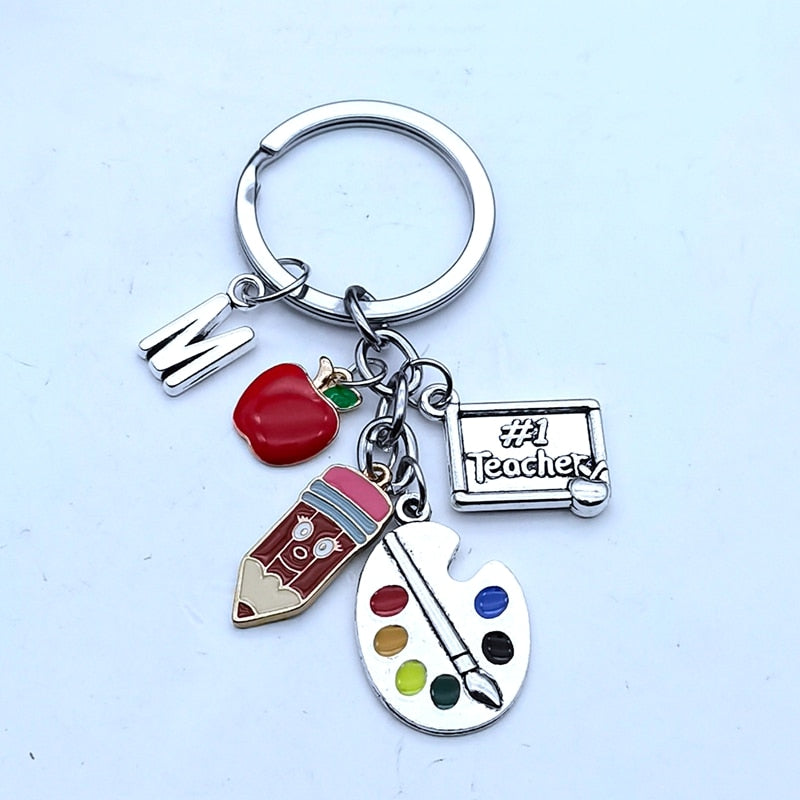 Personalized A-Z Letter Initial Handmade Keychain Color Palette Pen Holder  Teacher Keychain  Bohemian Style Key Ring