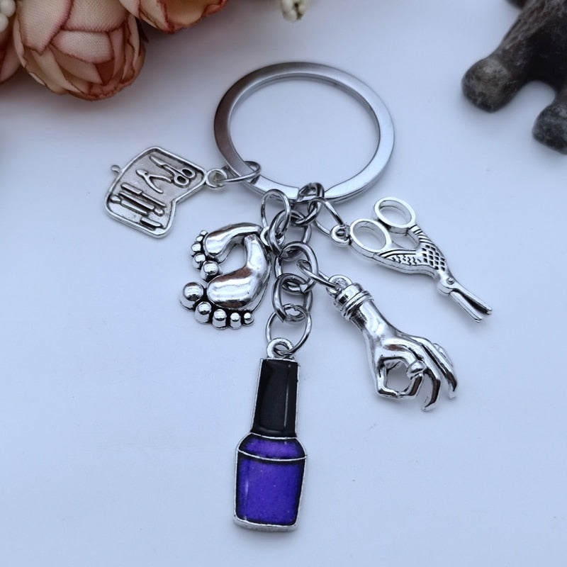 Nail Art Keychain with Nail Polish Nail Clippers Thoughtful Gift