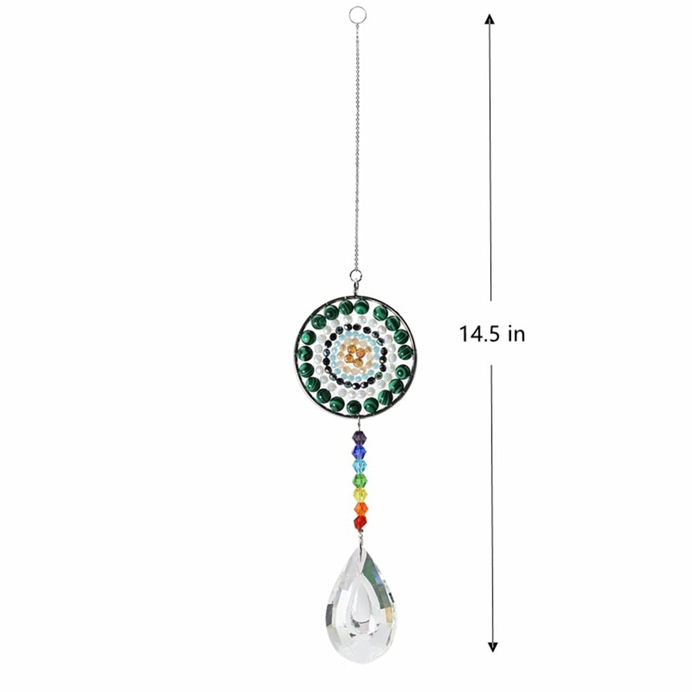 Hanging Crystal Windchimes - Handmade Life Tree Pendant Craft Chain for Window, Car, and Garden Decor