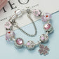 Enchanting Elegance: Radiant Crystal Bracelet in Pink Love with Copper Silver Plating