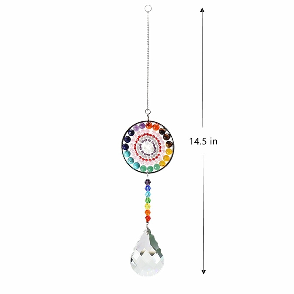 Hanging Crystal Windchimes - Handmade Life Tree Pendant Craft Chain for Window, Car, and Garden Decor