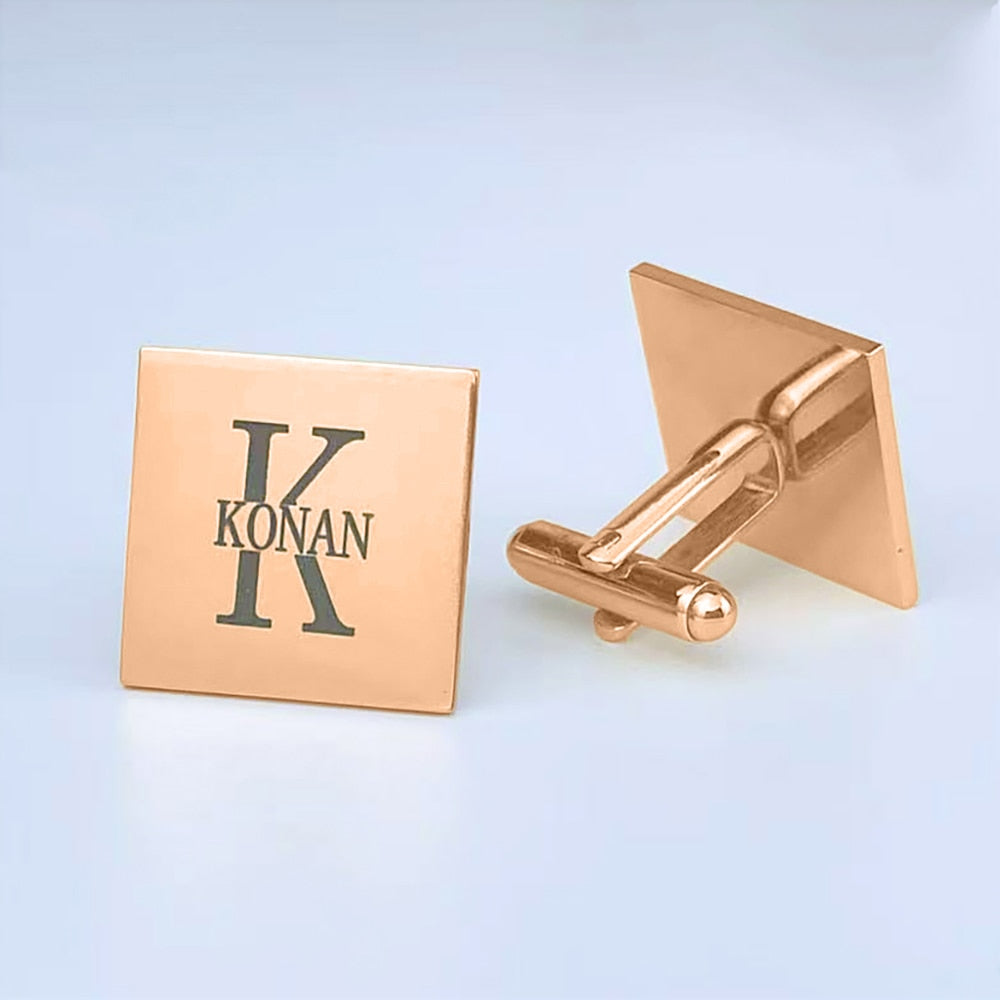 Personalized Stainless Steel Monogram Initial Letter Cufflinks: Custom Men's Suit Accessories - Thoughtful Gifts for Dads and Best Men