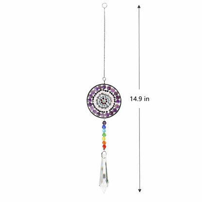 Hanging Crystal Windchimes - Handmade Life Tree Pendant Craft Chain for Window, Car, and Garden Decor