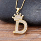 Regal Zircon Crown Initial Necklace: Exquisite Copper Alphabet Pendant Chain Necklace, a Hip-Hop Style Fashion Statement for Women and Men