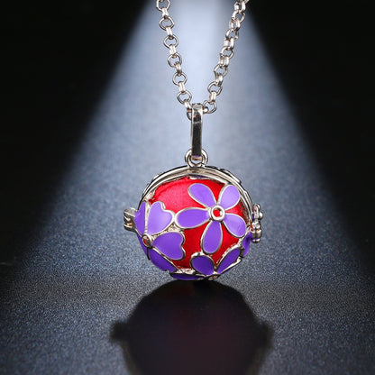 Exquisite Zircon Necklace with Angel Wings Aromatherapy Cage Pendant - Full Surround, High Quality, 16MM Music Ball, Perfume Lockets Jewelry for Women