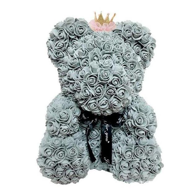 40cm Rose Teddy Bear Flower - Eternal Handmade Rose Bear