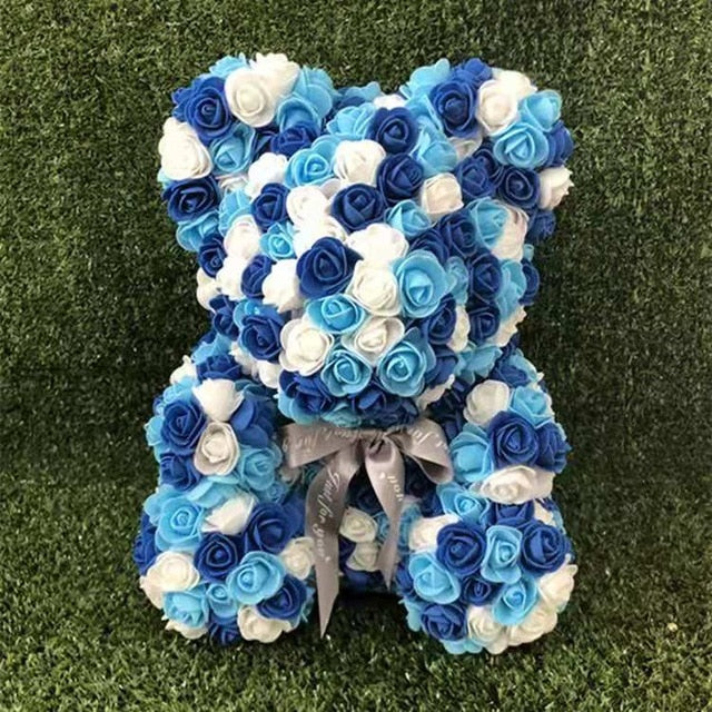 40cm Rose Teddy Bear Flower - Eternal Handmade Rose Bear