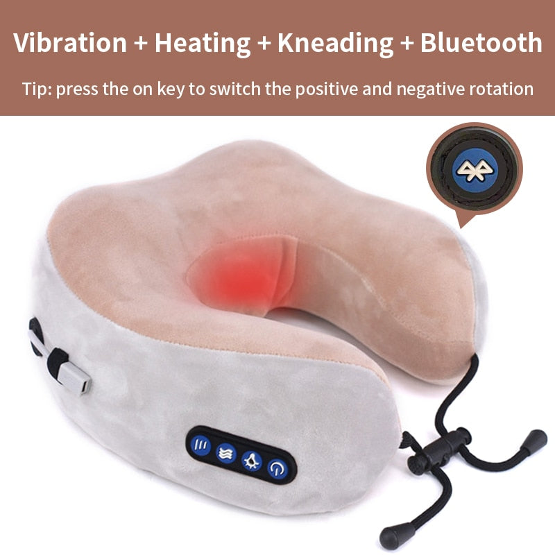 Portable U-shaped Pillow Electric Neck Massager for Shoulder and Cervical Massage – Ideal for Relaxation at Home, in the Car, or Outdoors