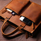 Genuine Leather Men's Shoulder Briefcase for 16-Inch Laptop