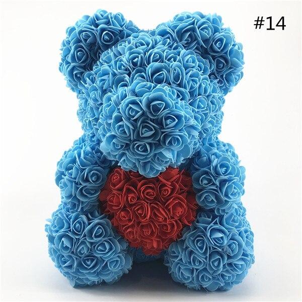 40cm Rose Teddy Bear Flower - Eternal Handmade Rose Bear