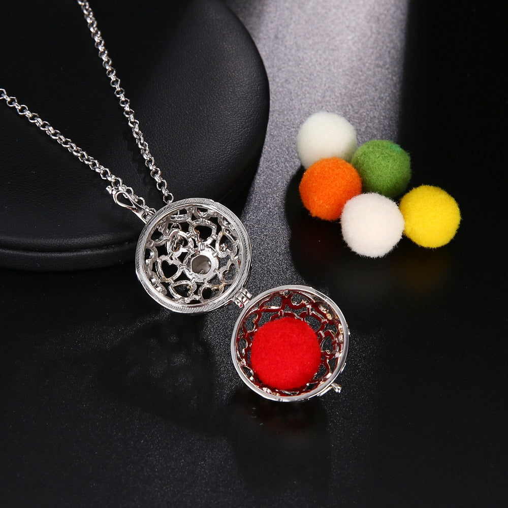 Exquisite Zircon Necklace with Angel Wings Aromatherapy Cage Pendant - Full Surround, High Quality, 16MM Music Ball, Perfume Lockets Jewelry for Women