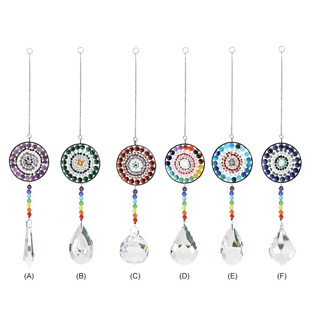 Hanging Crystal Windchimes - Handmade Life Tree Pendant Craft Chain for Window, Car, and Garden Decor