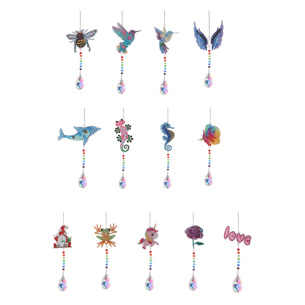 DIY Crystal Diamond Painting Wind Chime - Create Your Own Rainbow Light Chaser Sun Catcher Pendant