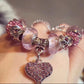 Enchanting Elegance: Radiant Crystal Bracelet in Pink Love with Copper Silver Plating