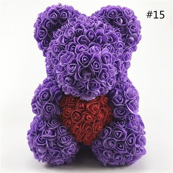 40cm Rose Teddy Bear Flower - Eternal Handmade Rose Bear