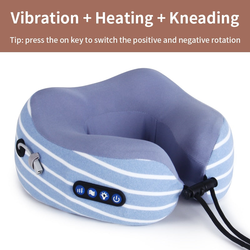 Portable U-shaped Pillow Electric Neck Massager for Shoulder and Cervical Massage – Ideal for Relaxation at Home, in the Car, or Outdoors