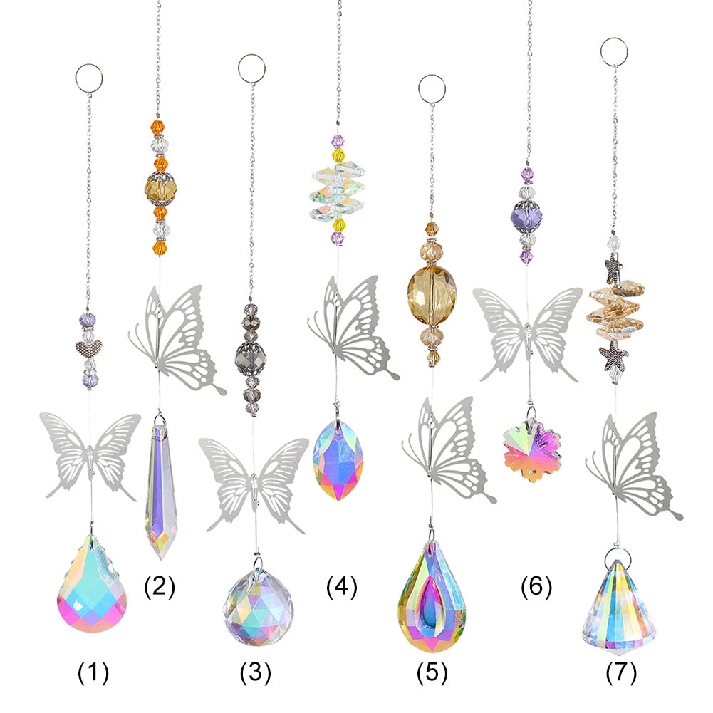 1 pc Crystal Windchimes Sun Catcher - Silver Butterfly Pendant for Magical Rainbow Displays