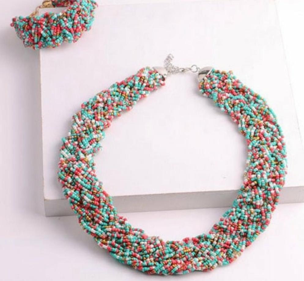 Bohemia Beaded Handmade Choker Necklace Set