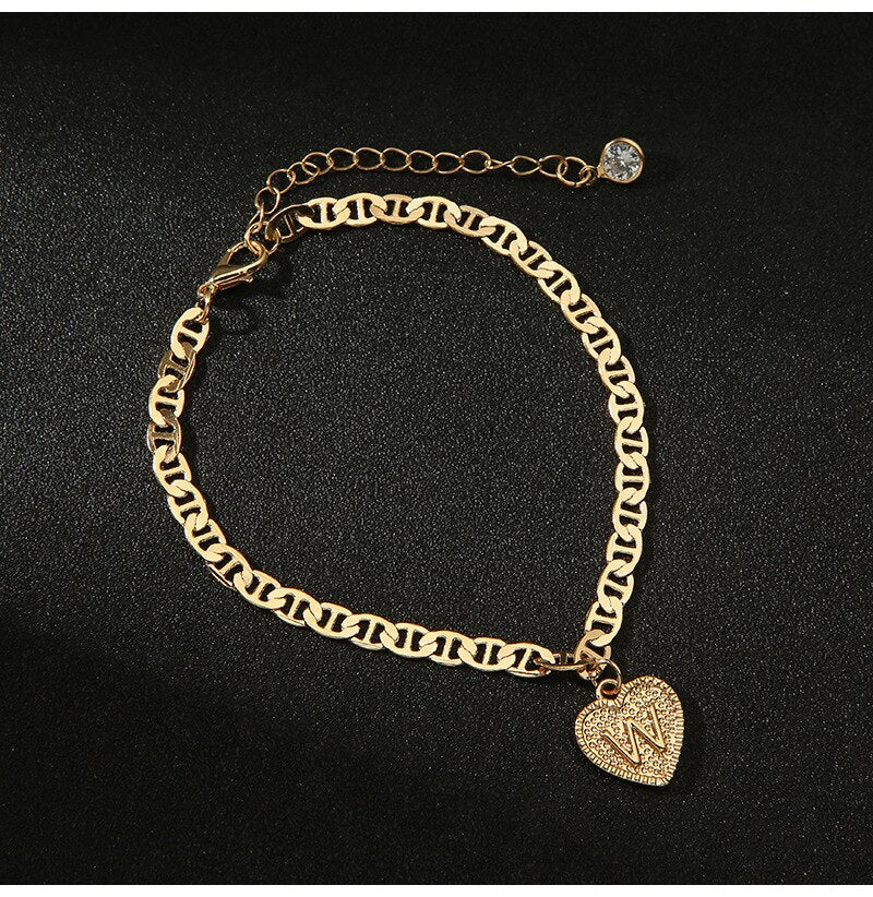 Customizable 14k Gold Plated English Letter Anklets for Women