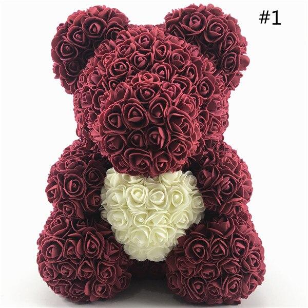 40cm Rose Teddy Bear Flower - Eternal Handmade Rose Bear