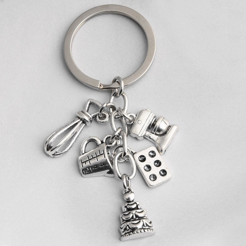 Dessert Keychain Baking Key Ring | Cake, Egg Beater, Blender, Measuring Cup, Moulds Key Chain | Dessert Chef Gifts, Jewelry