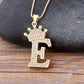 Regal Zircon Crown Initial Necklace: Exquisite Copper Alphabet Pendant Chain Necklace, a Hip-Hop Style Fashion Statement for Women and Men