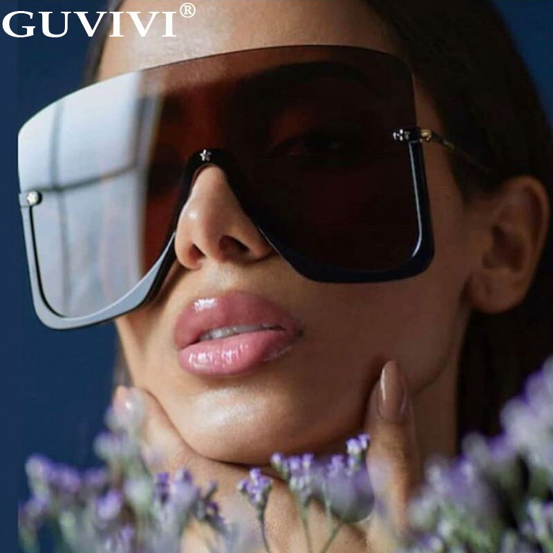 Oversized Sunglasses Women 2021 One Piece Goggle Sunglasses Men Luxury Brand Designer Gradient Mask Sunglasses Eyewear Fashion