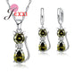 Silver Cute Cat Crystal Necklace Earrings Jewelry Sets For Women Girls Party Best Friend Gift Fashion Jewelry