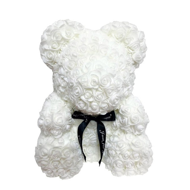 40cm Rose Teddy Bear Flower - Eternal Handmade Rose Bear