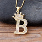 Regal Zircon Crown Initial Necklace: Exquisite Copper Alphabet Pendant Chain Necklace, a Hip-Hop Style Fashion Statement for Women and Men