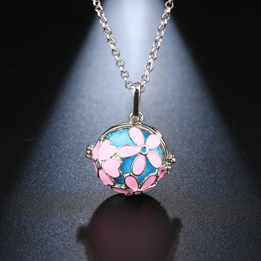 Exquisite Zircon Necklace with Angel Wings Aromatherapy Cage Pendant - Full Surround, High Quality, 16MM Music Ball, Perfume Lockets Jewelry for Women