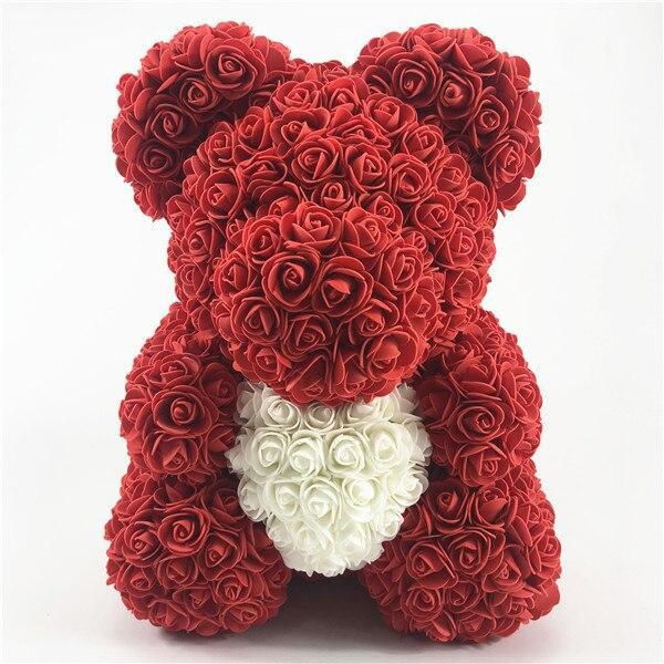 40cm Rose Teddy Bear Flower - Eternal Handmade Rose Bear